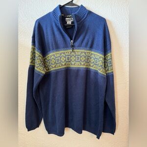 Obermeyer Nordic Fair Isle Wool Quarter Zip Pullover Outdoor Layer - Size XL